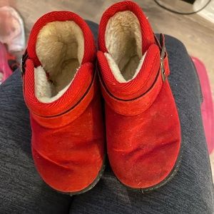 Red winter ankle boots